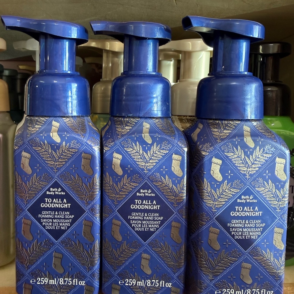 3 Bath & Body Works To All A Goodnight Gentle Foaming Hand Soap - Blue & Gold